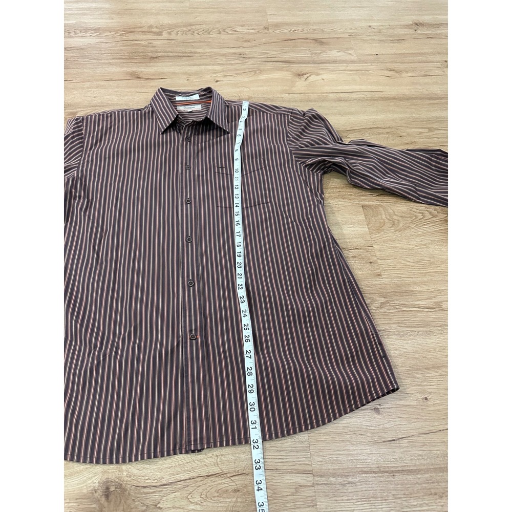 Faconnable Jeans Mens Large Brown Striped Button Down Shirt Long Sleeve Cotton - Picture 5 of 5